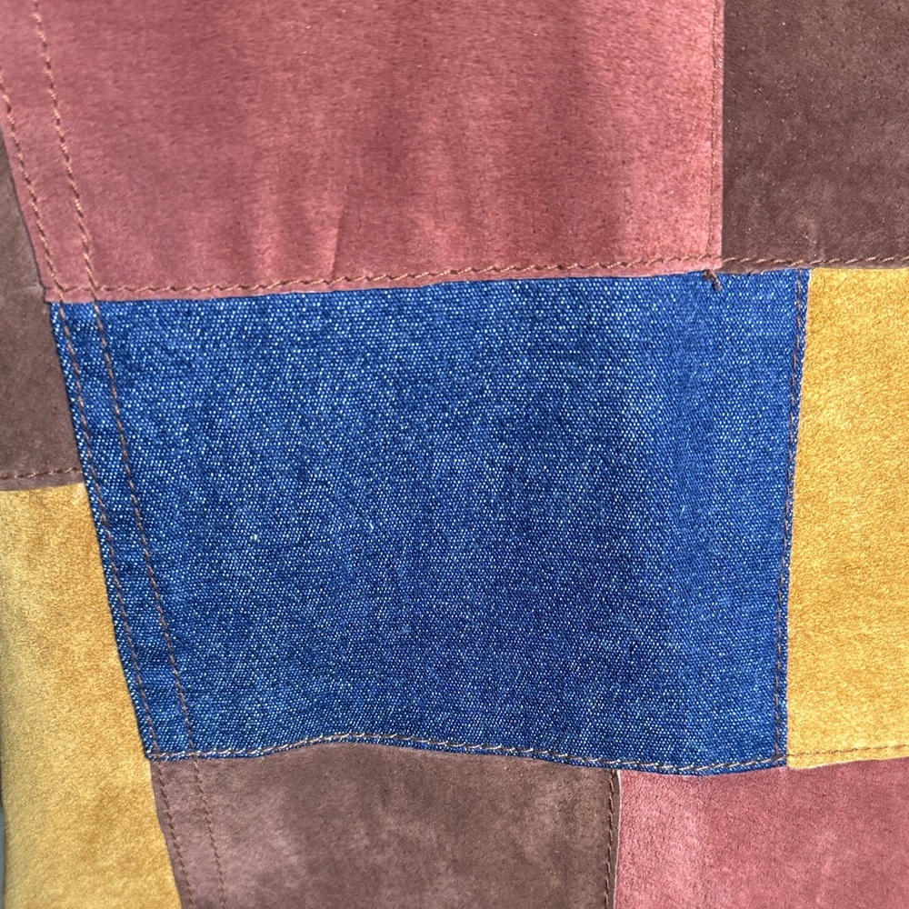 Maxima Patchwork Suede Jacket - Brown, Yellow, Bl… - image 4